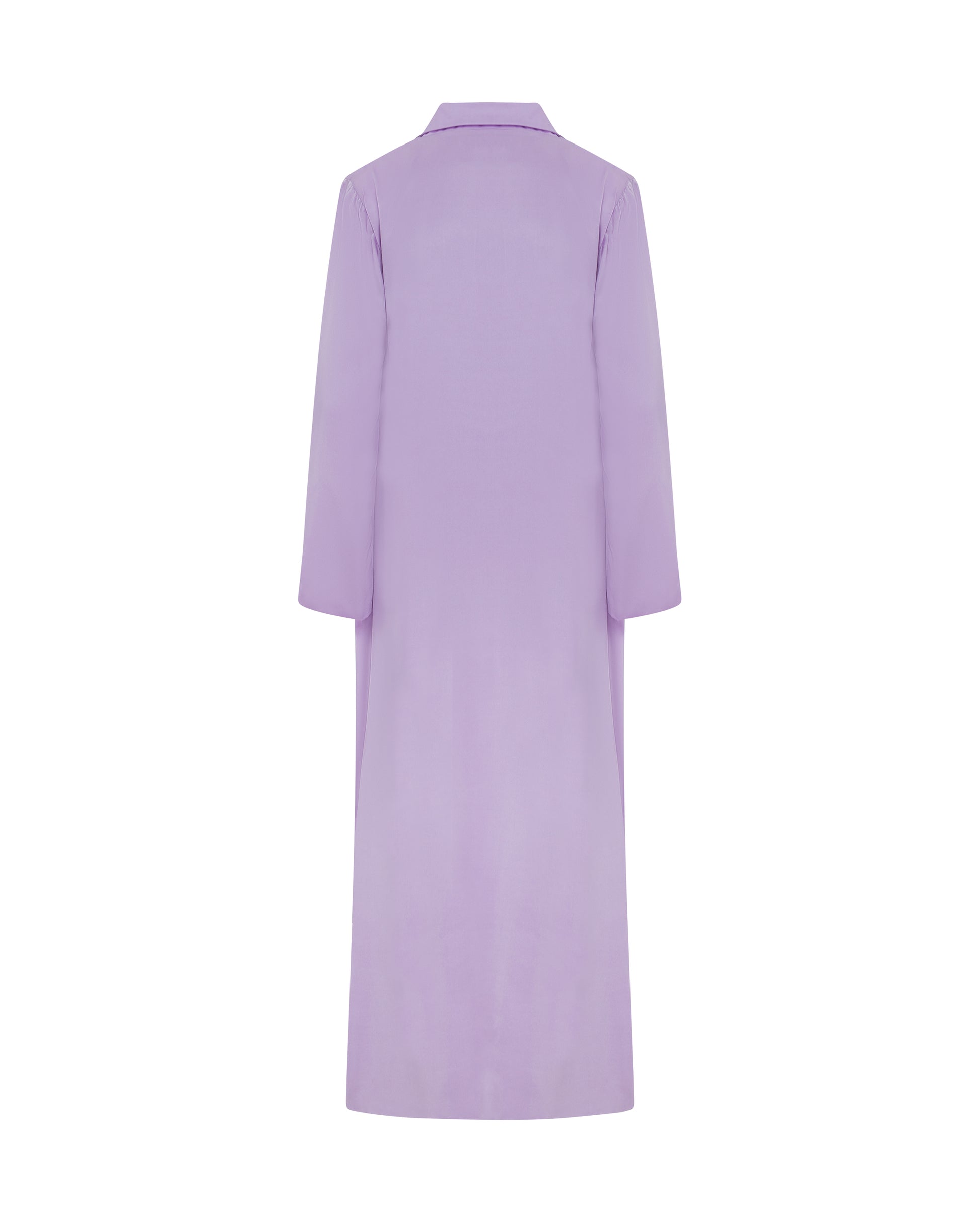 satin coat, lavender, back.