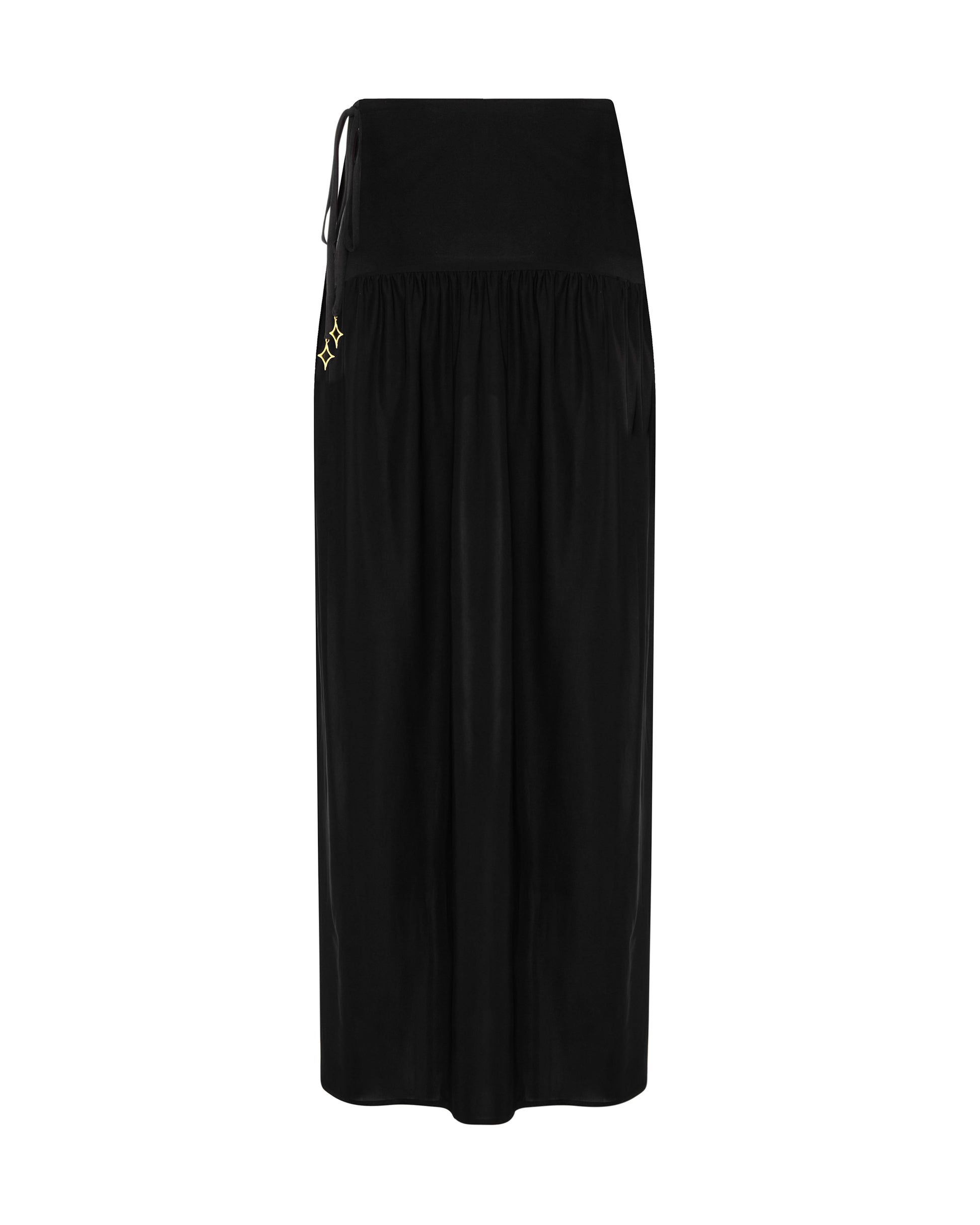 Lycra ankle length skirt. Back, Black.