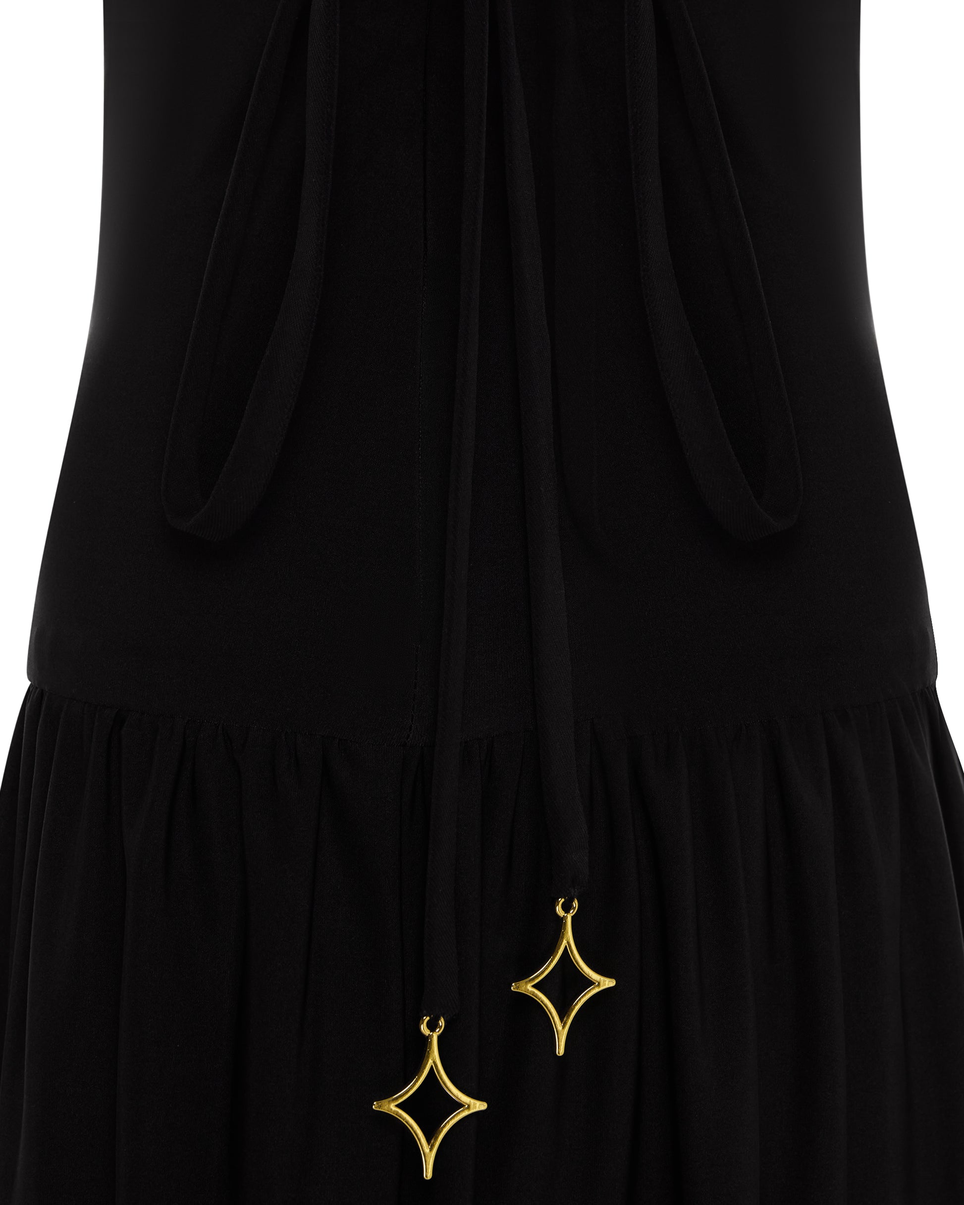 Lycra ankle length skirt. Side, close up, black.