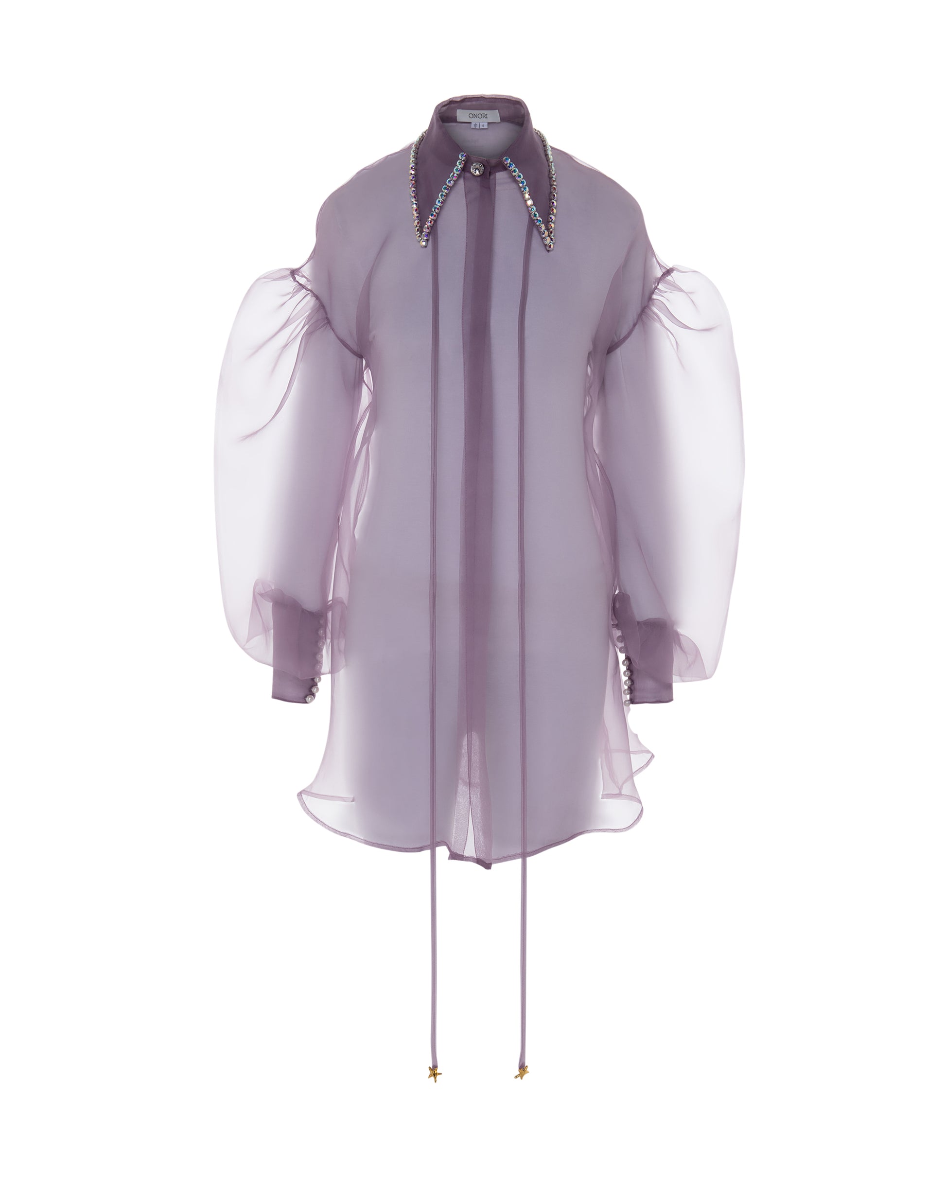Crystal collared organza shirt, ONORI