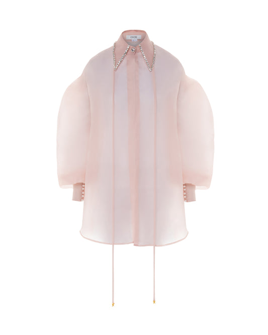 Crystal collared organza shirt, ONORI