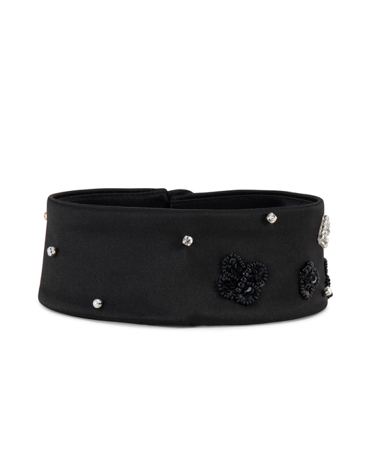 black choker with embroidery. 