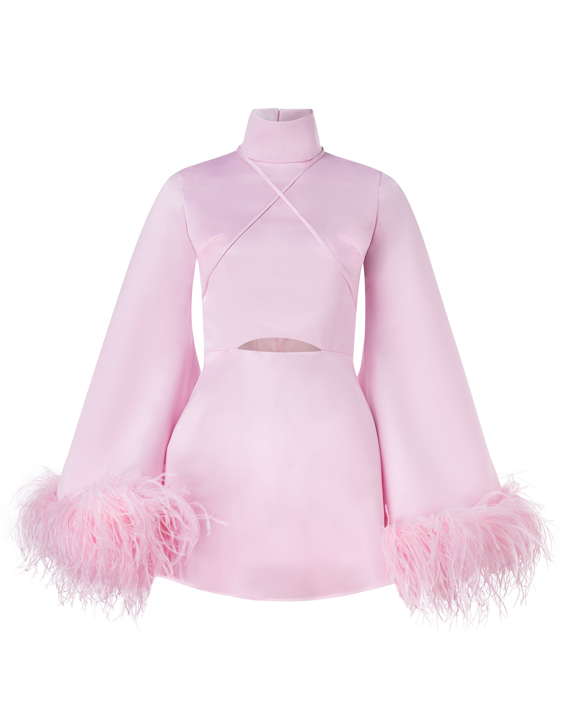 Dress with feathers and cut, ONORI