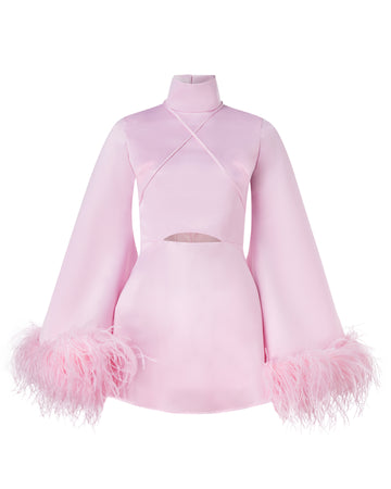 Dress with feathers and cut, ONORI