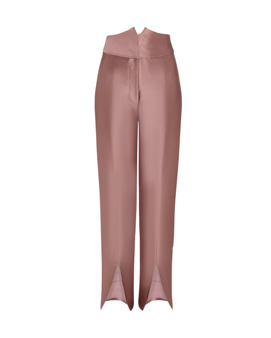 Tailored V hem pants, front, Pink