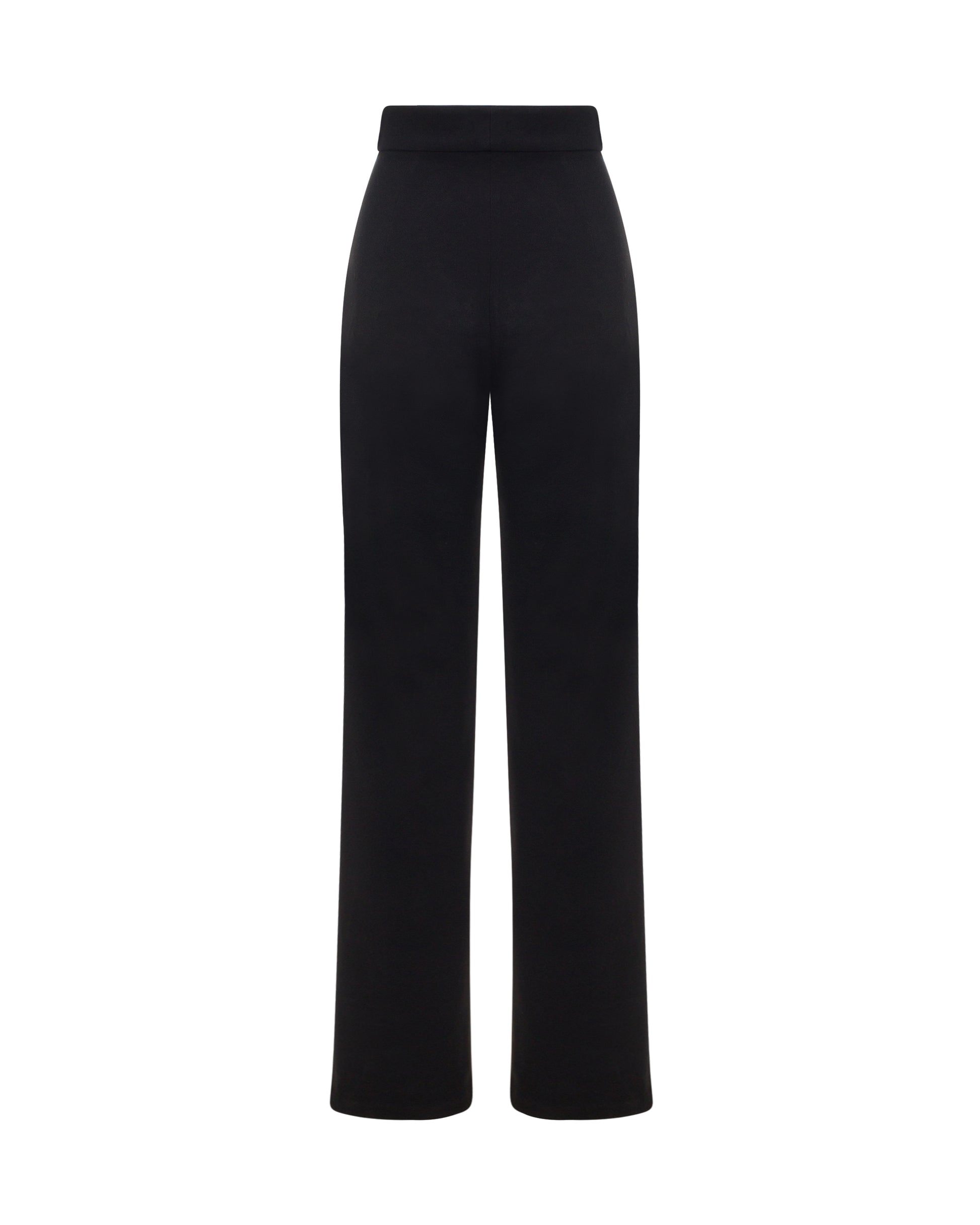 High waisted black pants with gold button detailing. Back