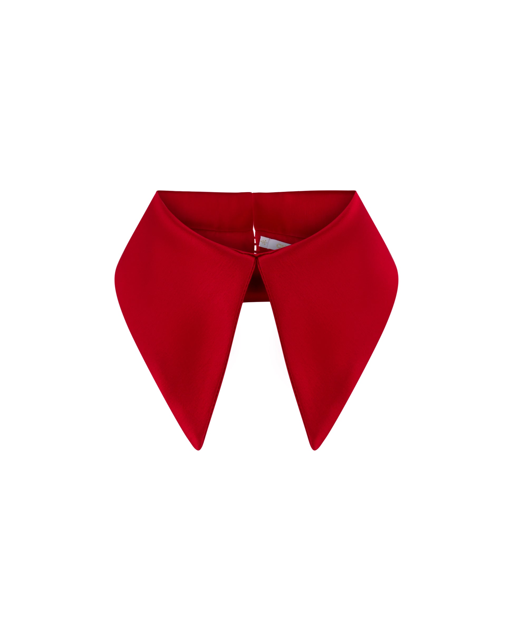 Red satin collar accessory. Front
