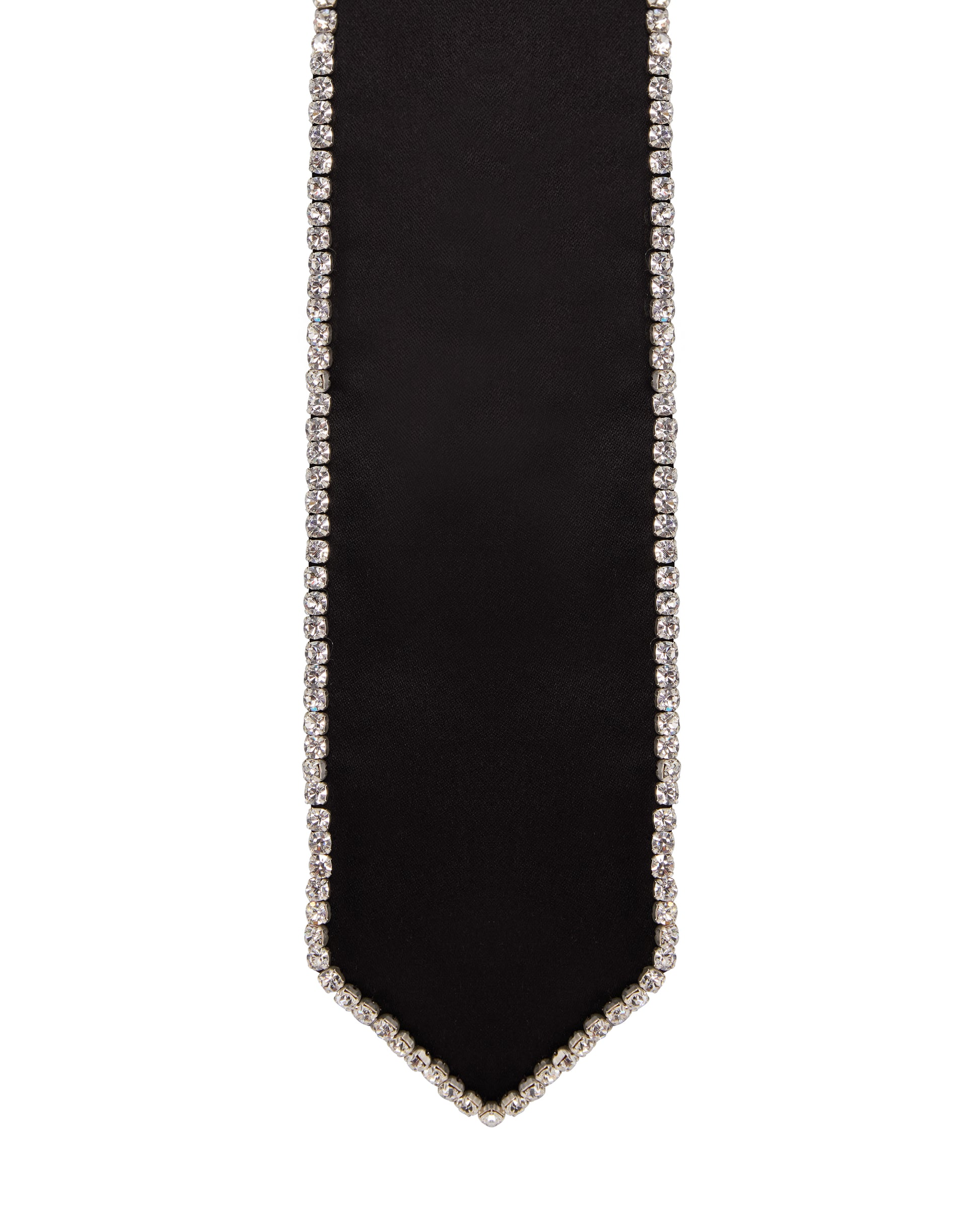 Crystal black satin tie. Detail
