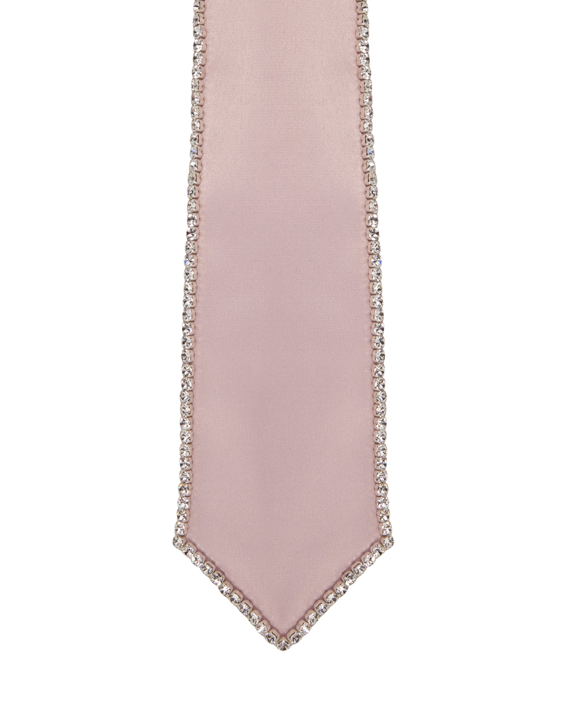 Crystal pink satin tie. Detail