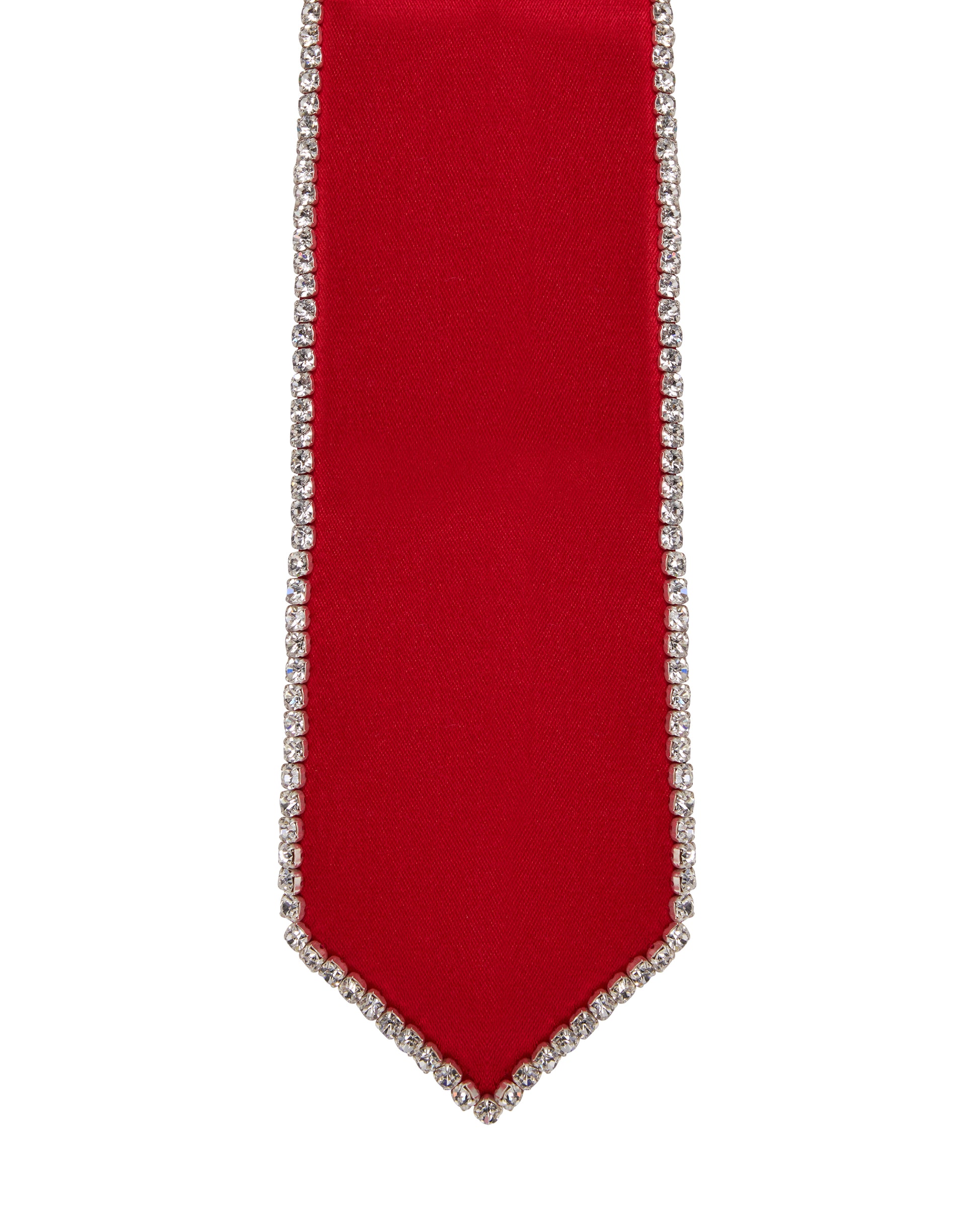 Crystal red satin tie. Detail