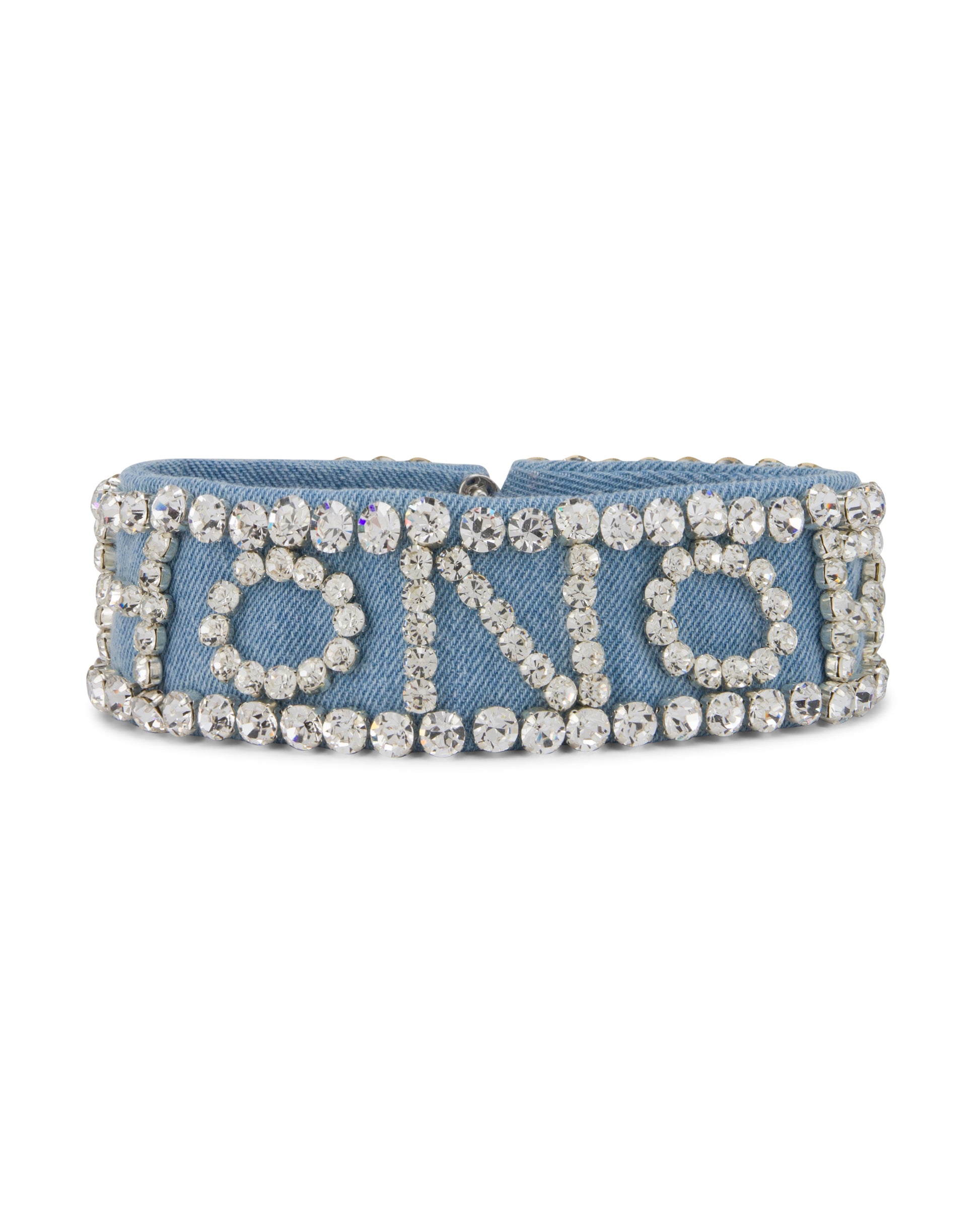 crystal honor denim choker, front. 