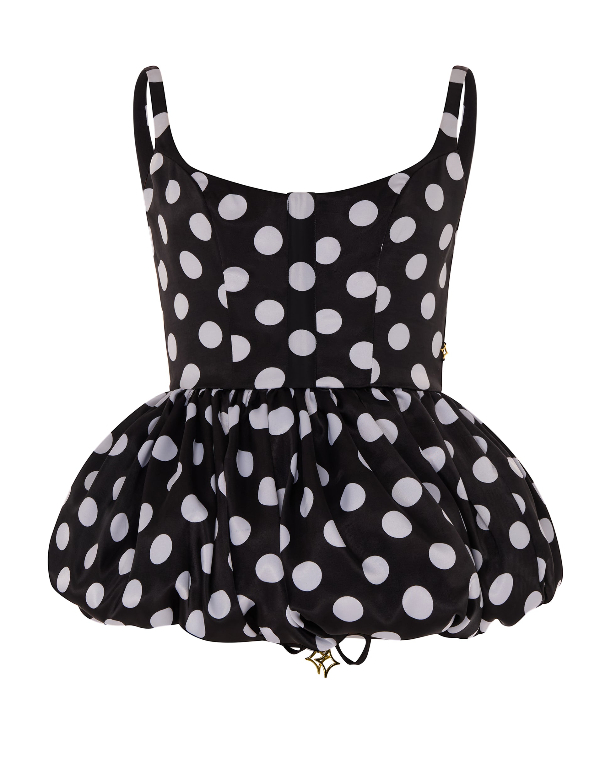 Polka dot peplum top. Front