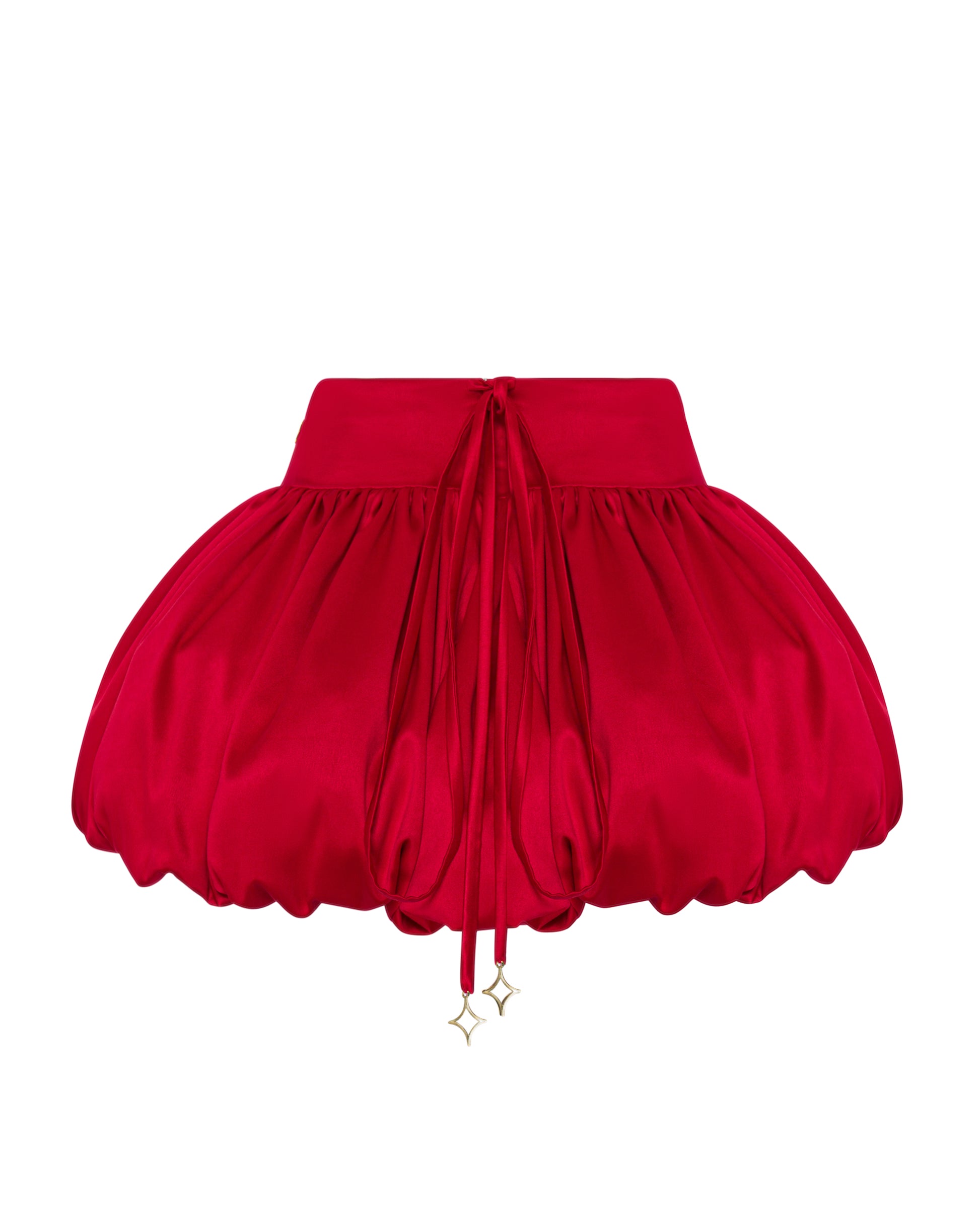 Red high waisted balloon skirt, Back. 