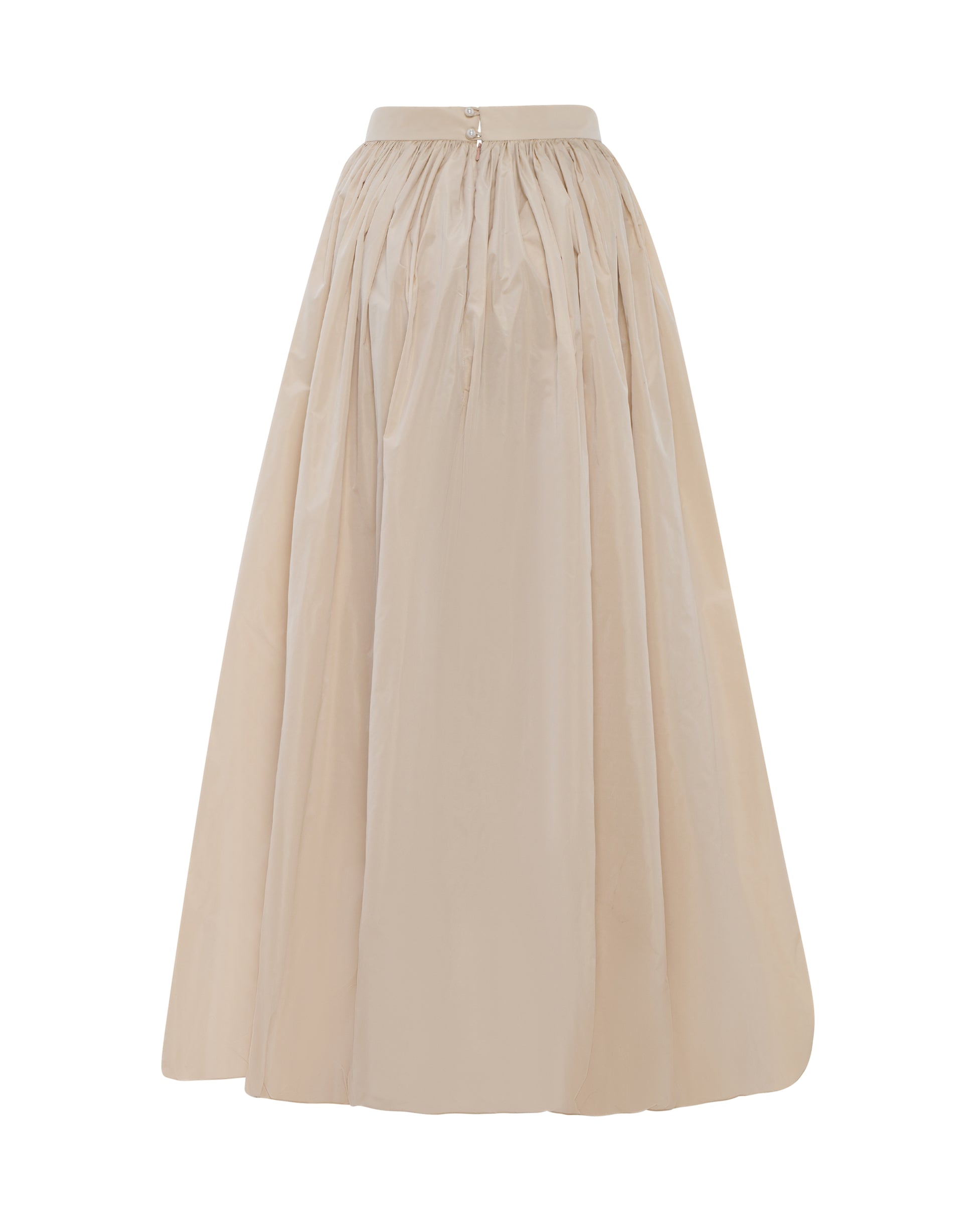 Midi Skirt, High waisted, Champagne, Back. 
