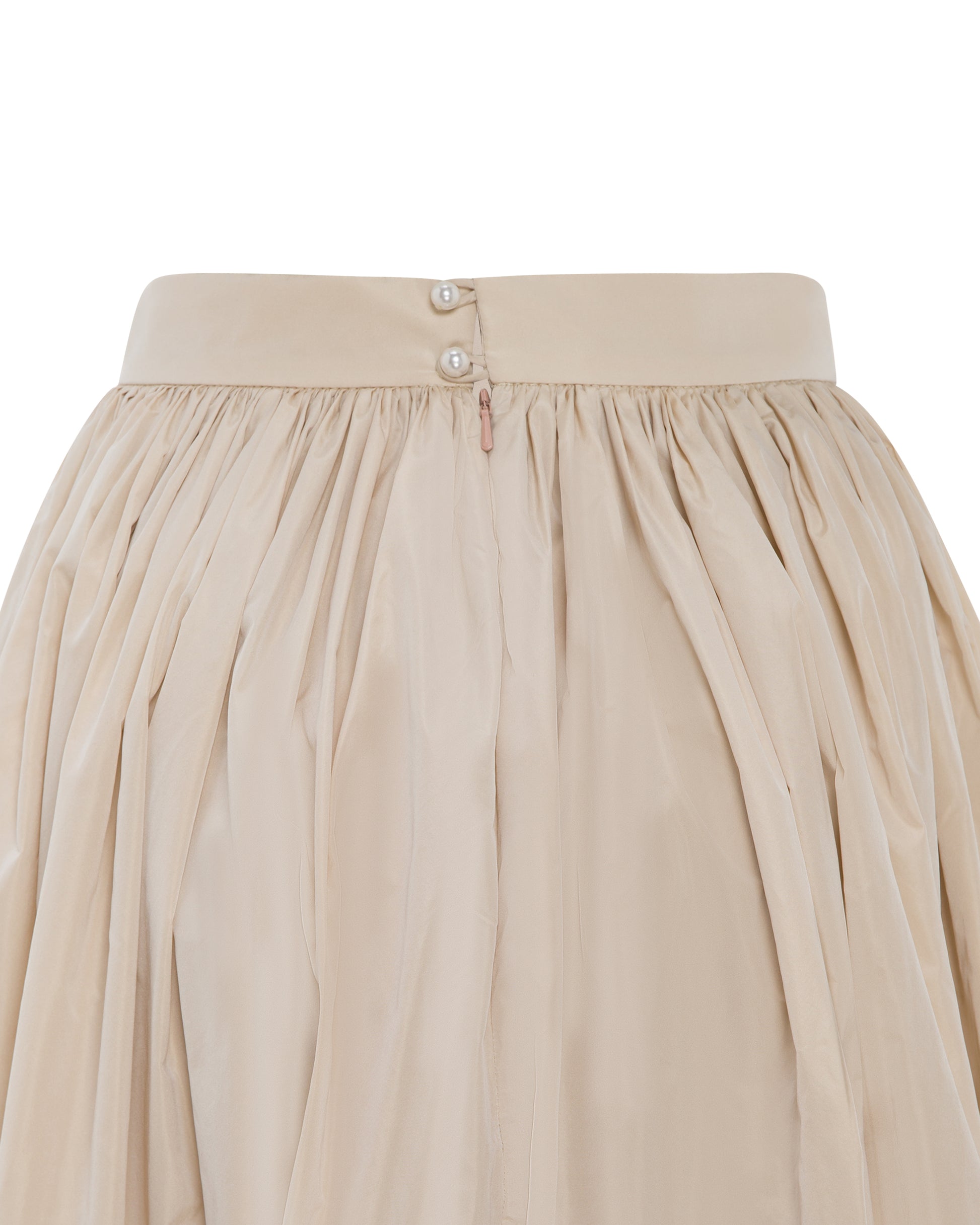 Midi Skirt, High waisted, Champagne, Close up side. 
