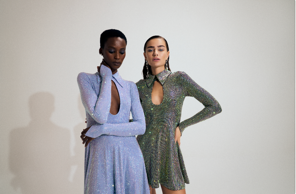 Long sleeve crystal midi dress, ONORI