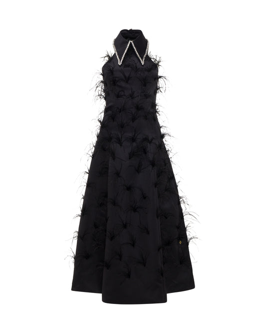 Grace Midi Dress, Black, Front 