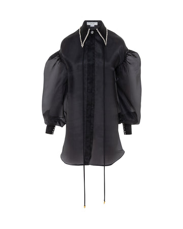Crystal collared organza shirt, ONORI