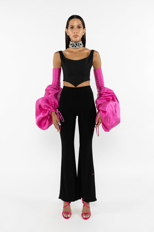 Black lycra flared pants , ONORI