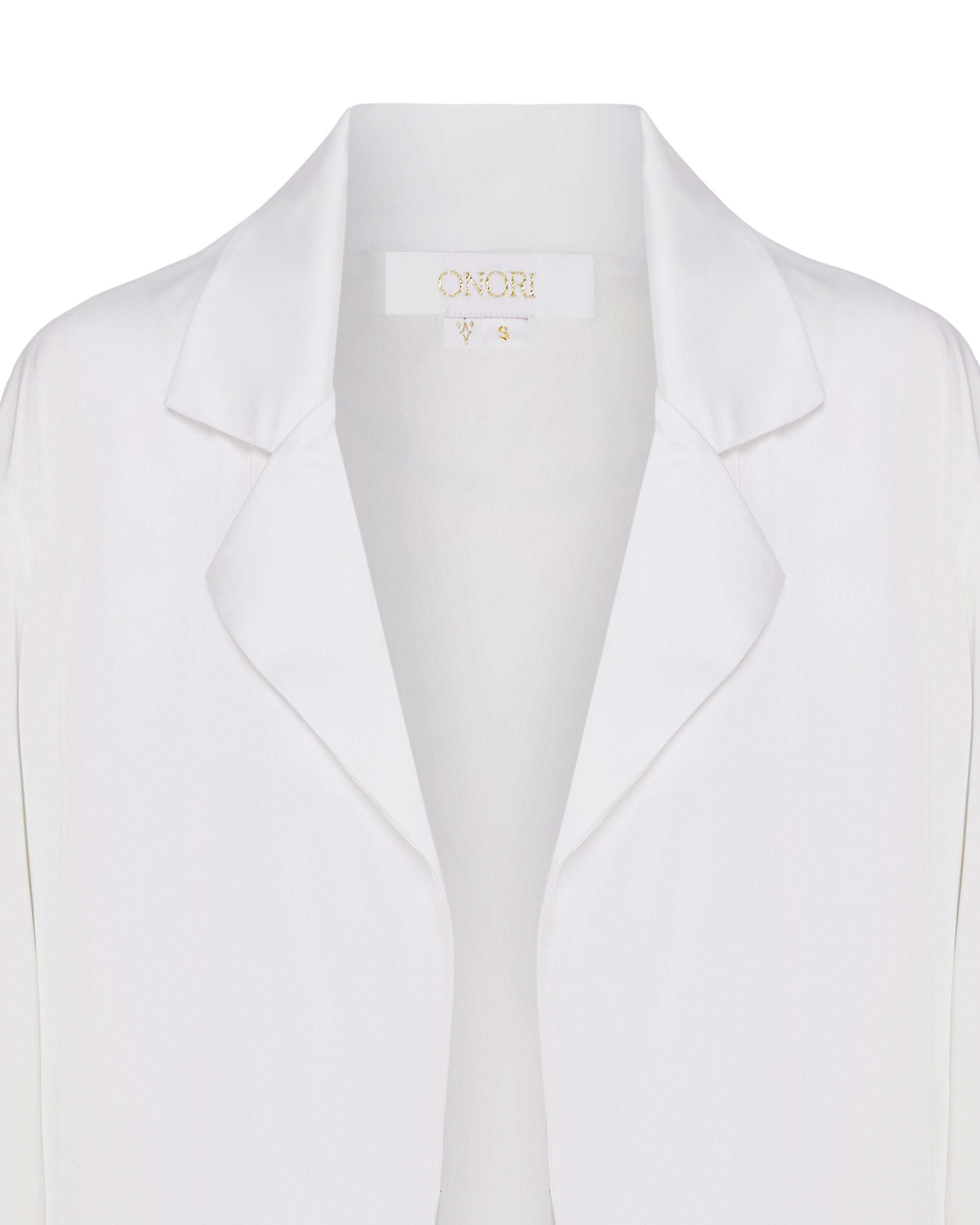 Satin coat, Ivory, Close up.
