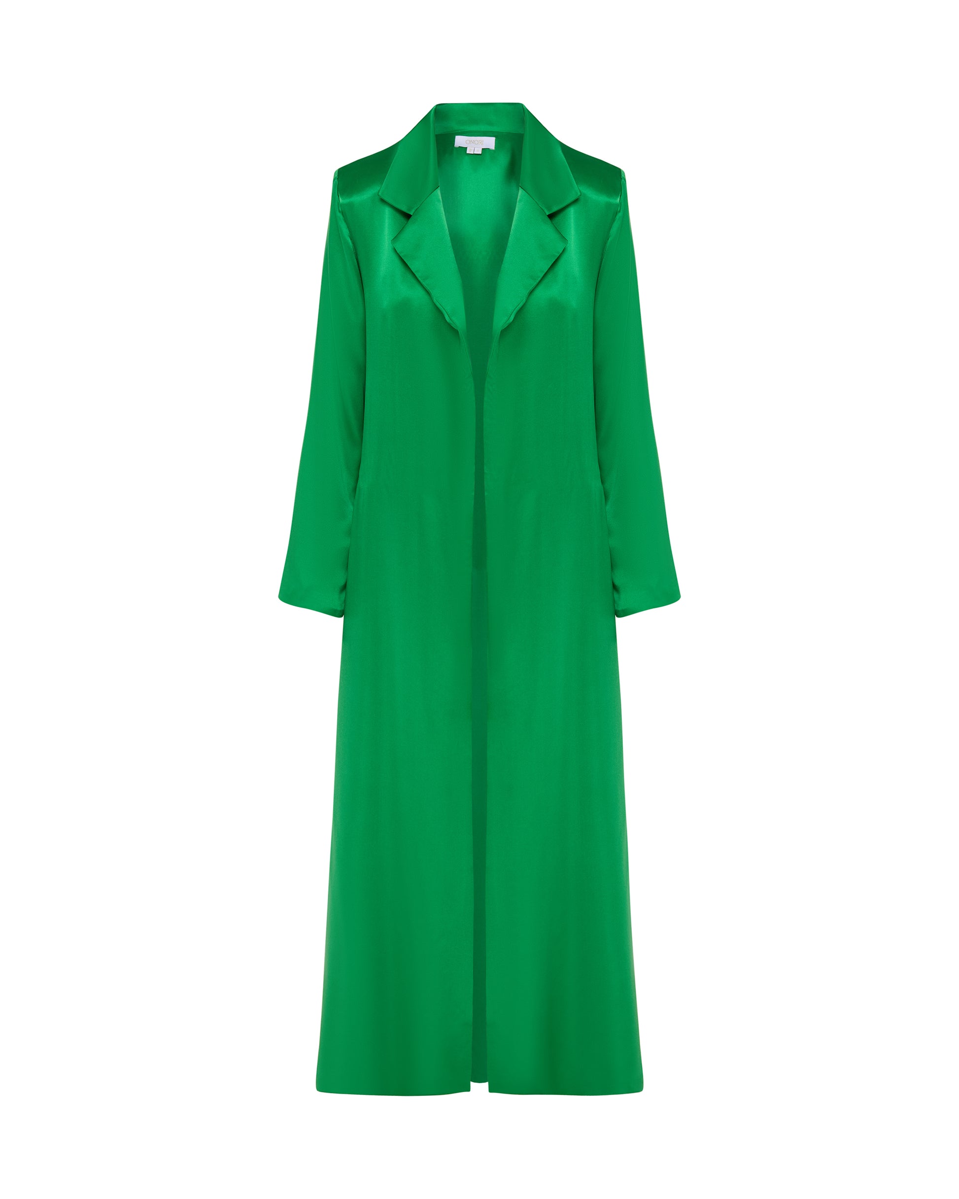 Satin coat, Emerald Green, Front