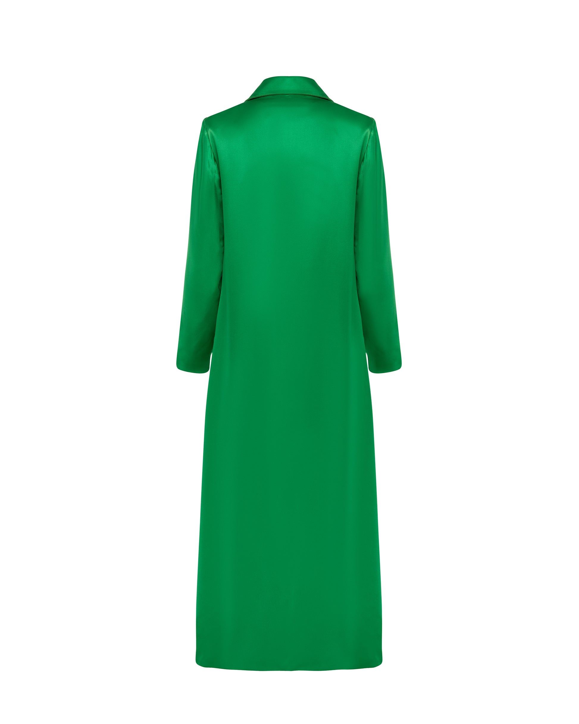 Satin coat, Emerald Green, Back