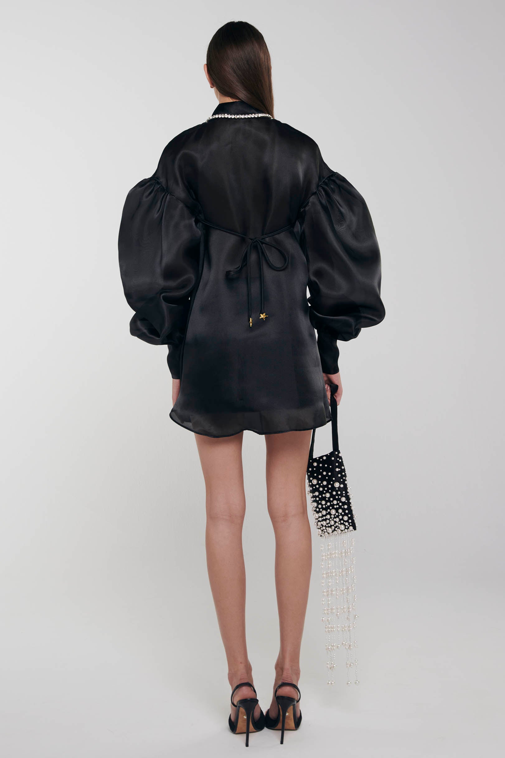 Crystal collared organza shirt, ONORI
